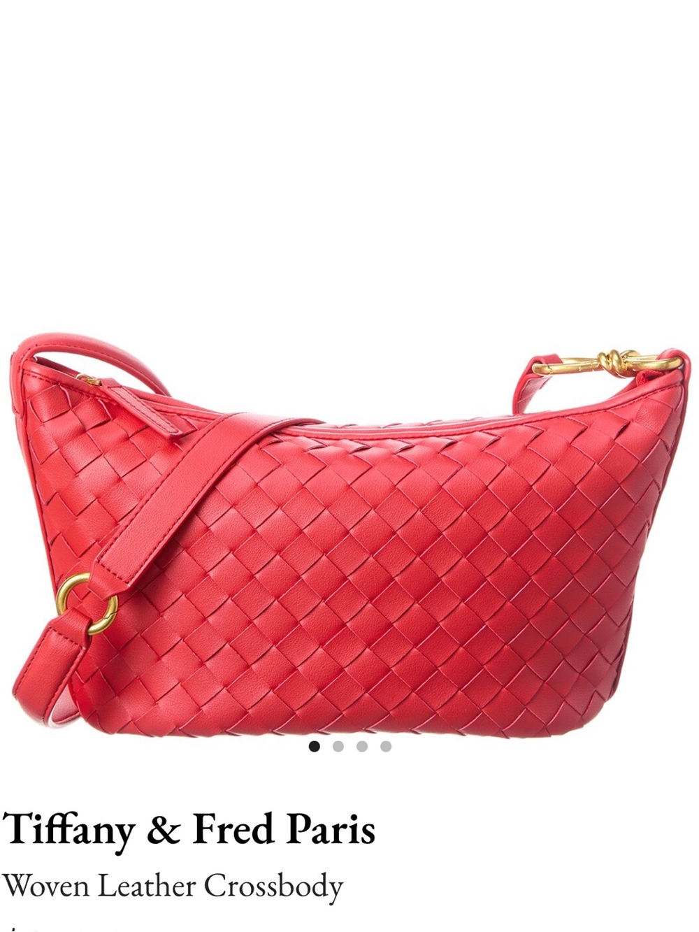 Tiffany & Fred Paris Woven Leather Crossbody in Red, NWT